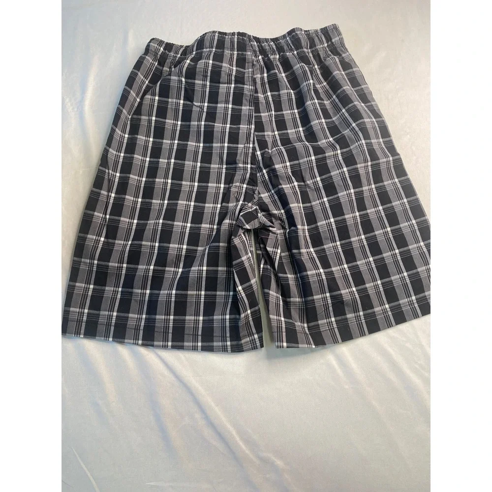 Hanes Mens 2 Pack Plaid Pajama Shorts Small Black Brown Cotton Blend Sleepwear